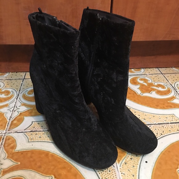 Crushed Velvet Ankle Boots - Picture 2 of 3